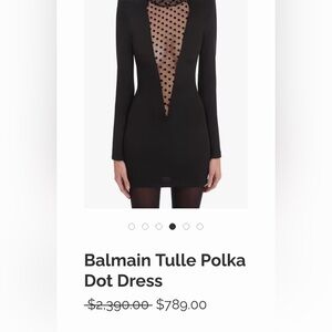 Balmain Black tulle polka dot mini dress